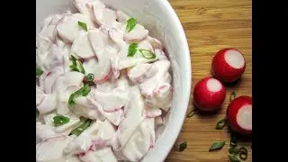 Салат из редиса и плавленого сыра. Рецепт салата из редиса и сыра. Recipe for radish salad