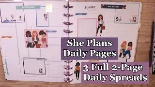 Daily Pages From *She Plans* 2-Page Daily Planner Spreads Sun Mon Tues Talking ASMR Sticker Planning