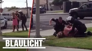 US-Cops verprügeln Hausfrau und Mutter - Augenzeugenvideo ( Dashcam / Handy / Carlsbad )