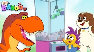 Brachiosaurus helps Rocky win a Race-car at the Crane Game at Club Baboo's Dinosaur funfair