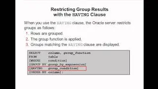 Oracle SQL Video Tutorial 31  - HAVING Clause