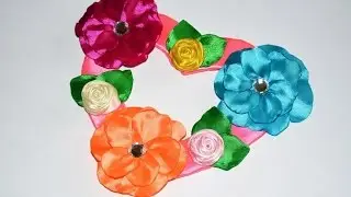 DIY Цветочное сердце своими руками. Валентинка из атласных лент. Мастер класс