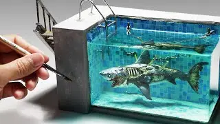 How To Make a Zombie Shark In a Swimming pool Diorama / Polymer Clay / Epoxy resin