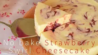 No-Bake Strawberry Swirl Cheesecake | Sweetsmin