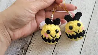 МК брелок плюшевая пчелка крючком👍crochet bee👍Gehäkelte Biene