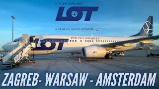 A Great Day On LOT | Boeing 737-800 & E195 | LOT Economy Class | ZAG - WAW - AMS|  Trip Report