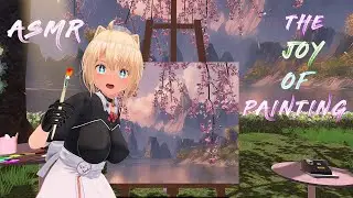 [ ASMR ] Cutie Painting 🎨 Serene 🌸 Mountains | Affirmations | Brushing