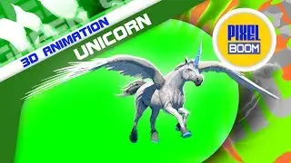 Green Screen Unicorn Pegasus Winged Horse - 3D Animations PixelBoom