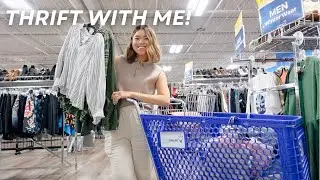 THRIFT WITH ME | Thrifting for fall outfits, baby clothes, and home items, Thrifted try on haul