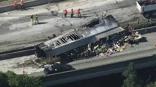 2 separate overturned big rigs cause highway cleanup and traffic mess