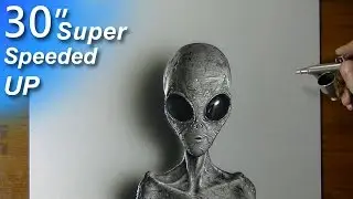 Drawing a Grey Alien - Super speeded up art