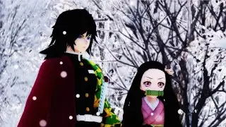 [鬼滅MMD] 雪の降る雑木林で『ELECT』富岡義勇 胡蝶しのぶ 竈門炭治郎‎ 竈門禰豆子 4k【