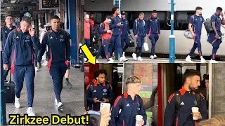 Zirkzee DEBUT! Manchester United squad ARRIVE London ahead of Community Shield clash vs Man City.