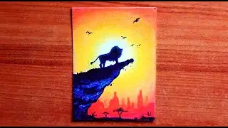 A Lion In The Sunset Drawing | Sunset Scenery Drawing