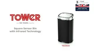 Tower Square Sensor Bin with Infrared Technology, 58 Litre