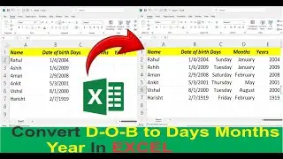 How to Calculate Age from Date of Birth in MS Excel (Year, Month, Day)