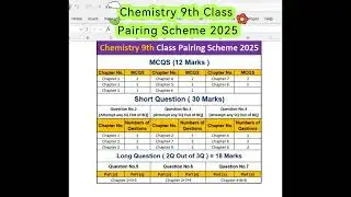 9th class chemistry pairing scheme 2025|9th chemistry paper pattern 2025