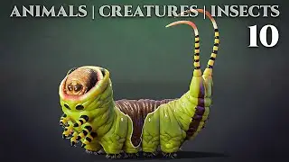 Animals - Creatures - Insects / Green Worm / 10 - Blender 2.82