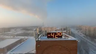 Аэропрогулка по городу в -40. г. Стрежевой. Томский север.