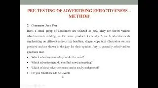 20 - Methods of Pre-testing of Advertising Effectiveness