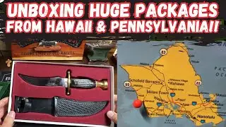 Unboxing Huge Packages Full Of Knives & Gifts from HI & PA!