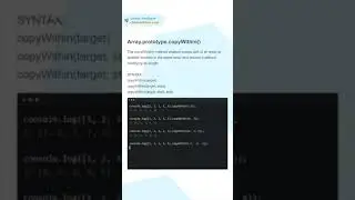 Array.prototype.copyWithin() | #array #javascript