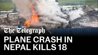 Moment plane crashes in Nepal