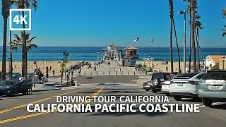 [4K] California Pacific Coastline - Driving Torrance Beach to Manhattan Beach, Los Angeles, USA