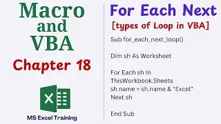 For Each Next Loop in VBA | VBA and Macro Chapter 18