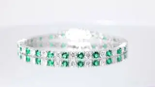 Emerald & Moissanite Silver Bracelet