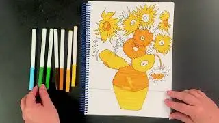 How to Draw van Gogh Vase with 12 Sunflowers