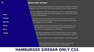 How to Make Sidebar Hamburger Menu in ONLY HTML & CSS | Hamburger Menu