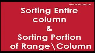 Excel VBA: Sort The Data In A Single Column or Sort defined Range in column