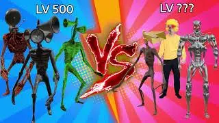 Team Siren Head vs Siren Head level up boss vs Human Hulk #13 with t-800