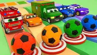 Fire Truck and  Police Car 🚨Finger Family Songs | Learn color with Ball | Baby nursery rhymes - WcC