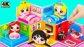 Make 5 Color House for Disney Princess, Elsa, Ariel, Wednesday, Ladybug | DIY Miniature Clay House