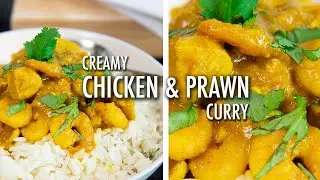 Chicken and Prawn Curry with Coconut Cream and Basmati Rice - Indian Style Recipes #Ad