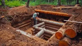 Man Builds 2-Room Log CABIN Underground | Start to Finish by @bushcraftua1