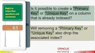 Subscriber Comments Reply Video 63 | Can primary key be created on already index column