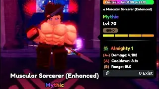 MUSCULAR SORCERER EVO SHOWCASE | LVL 70 + ALMIGHTY | ANIME DEFENDERS