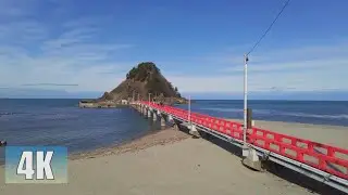 4K　Tsuruoka City, Yamagata Prefecture. A bridge and shrine built on an island by the sea.　230212