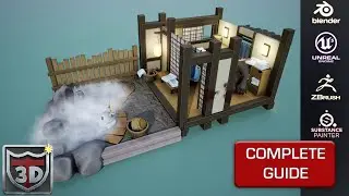 Blender 3 to Unreal Engine 5 | Stylized Monster Hot spring | Environment | Game dev