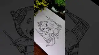 Cute Ganesha Drawing Outline ✍️❤️‍🩹, Ganesh chaturthi #shorts #ganapati #lordganesha #drawing