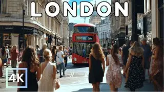 Summer in London: 4K HDR Walking Tour from Oxford Street to Covent Garden