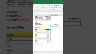 RAND Function in Excel | #shorts | #kallanaiyt