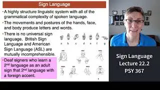 367 Lecture 22.2 Sign Language