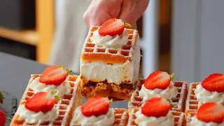 No-Bake Strawberries & Cream Waffle Cake: The Perfect Creamy, Dreamy Summertime Dessert!