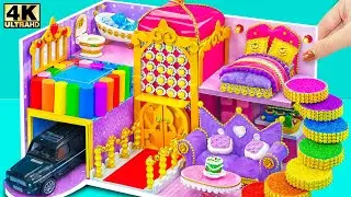How To Make Mega Luxury Purple Dream House with 6 Rooms from Cardboard, Clay ❤️ DIY Miniature House