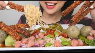 THAI SPICY NOODLE CONCOCTION + CRUNCHY PORK + VEGGIES (ASMR EATING SOUNDS) NO TALKING | SAS-ASMR