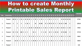 How to create Printable Sales report in excel | how to create sales report in excel | Sales Report